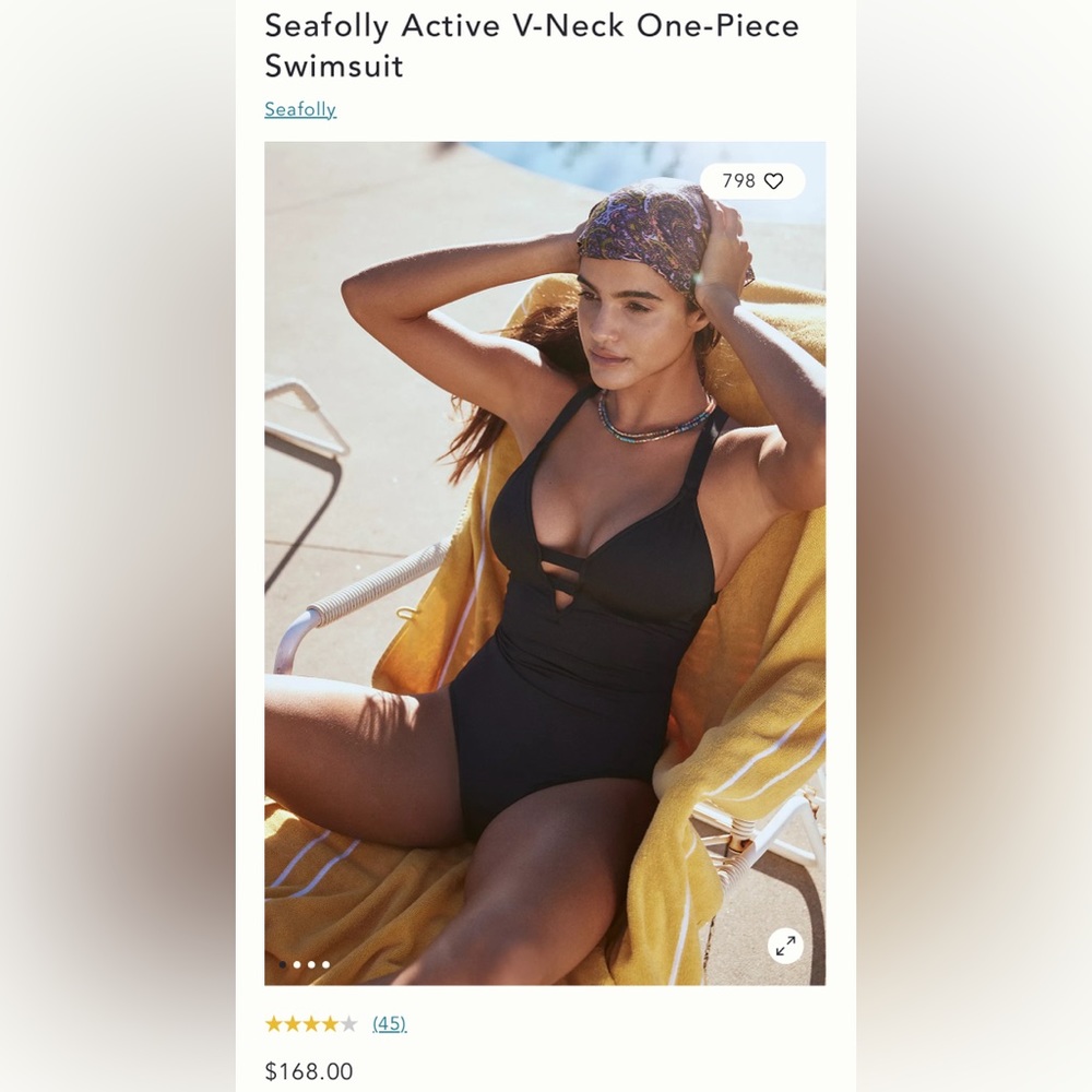 New❤️ Seafolly Active Deep V One Piece Swimsuit